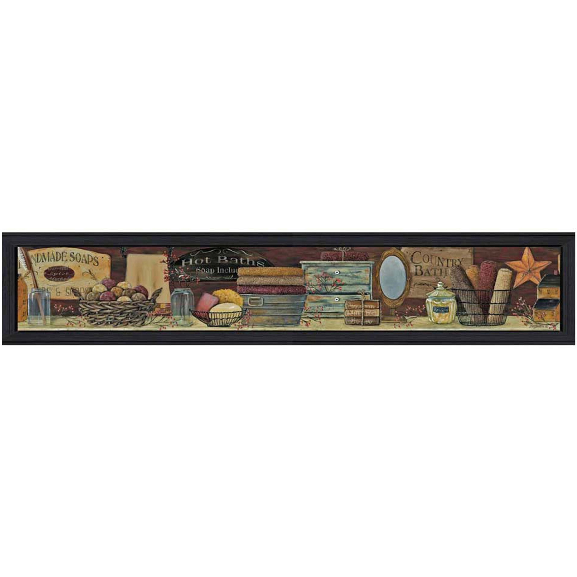 Country Bath Shelf 1 Black Framed Print Wall Art