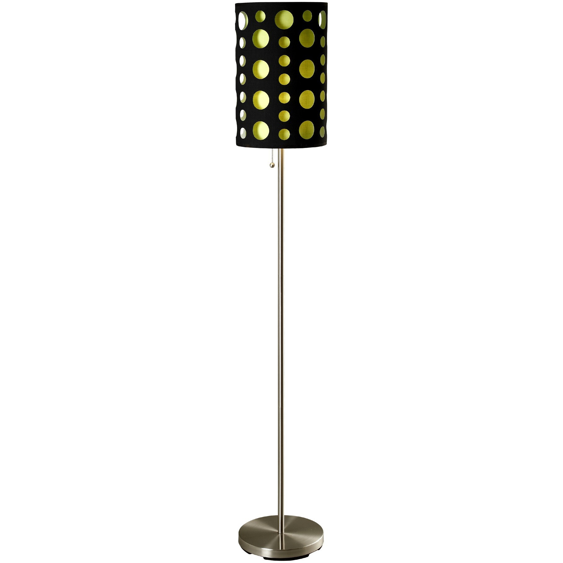 66"" Steel Novelty Floor Lamp With Black And Green Drum Shade