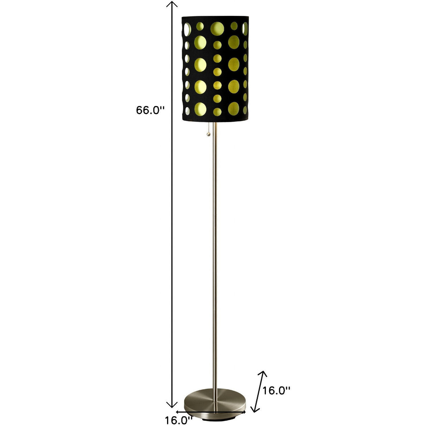 66"" Steel Novelty Floor Lamp With Black And Green Drum Shade