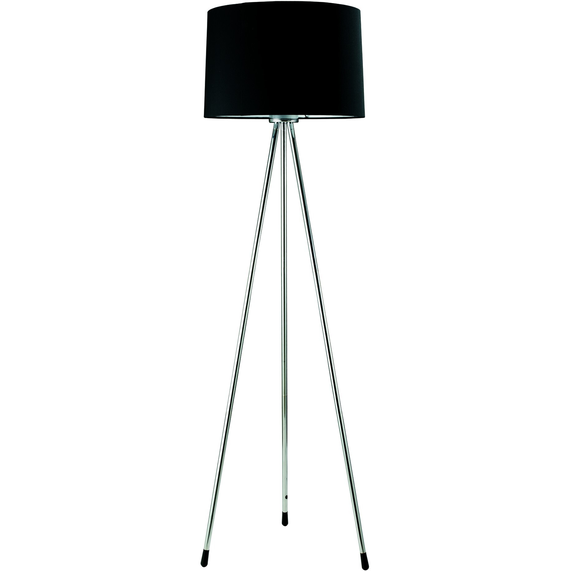 59"" Black Tripod Floor Lamp With Black Drum Shade