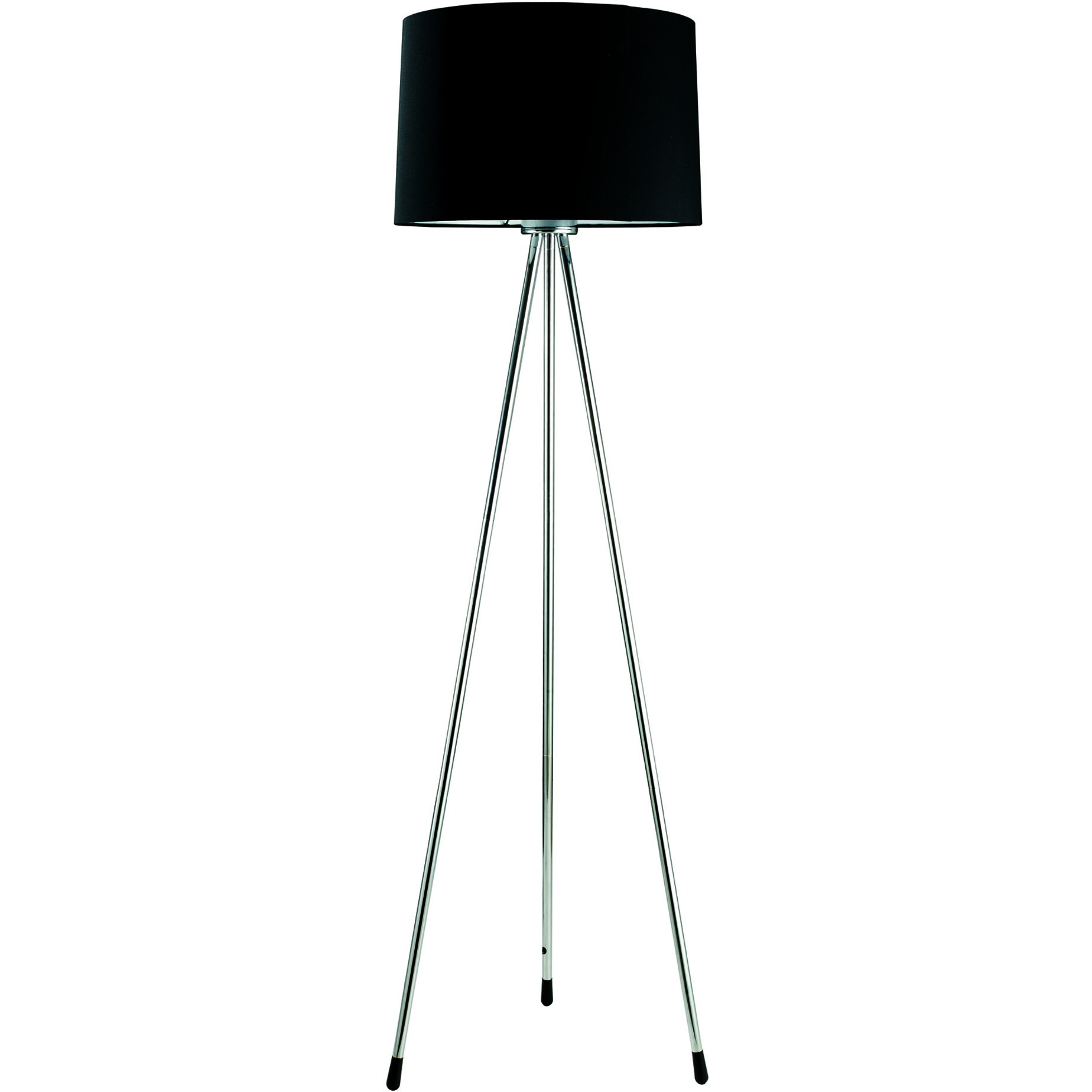59"" Black Tripod Floor Lamp With Black Drum Shade
