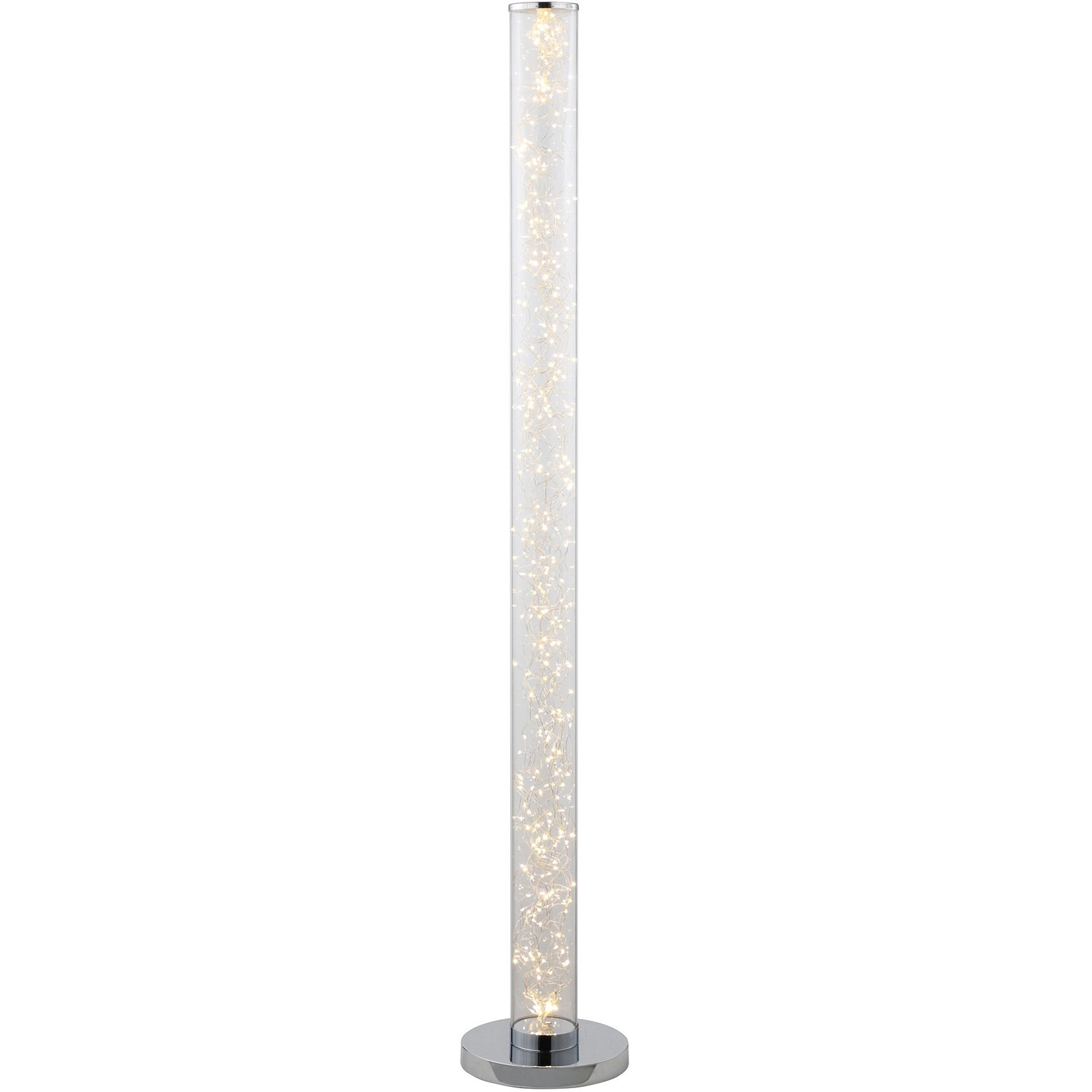 49"" Steel Led Column Floor Lamp With Clear Drum Shade