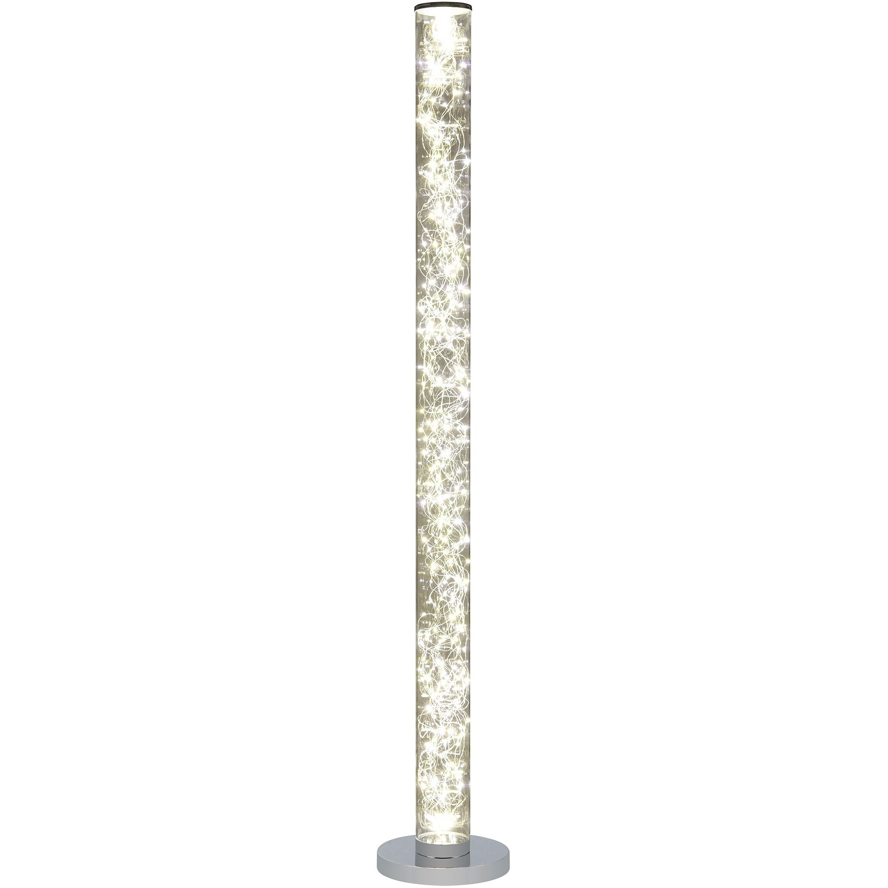 49"" Steel Led Column Floor Lamp With Clear Drum Shade