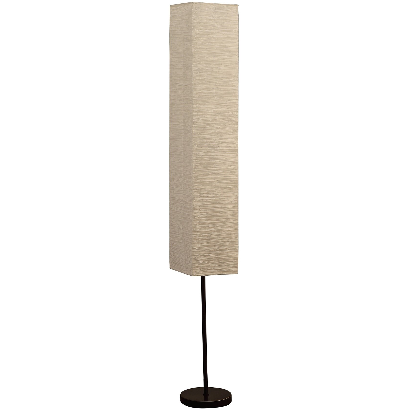63"" Black Column Floor Lamp With Off White Rectangular Paper Shade