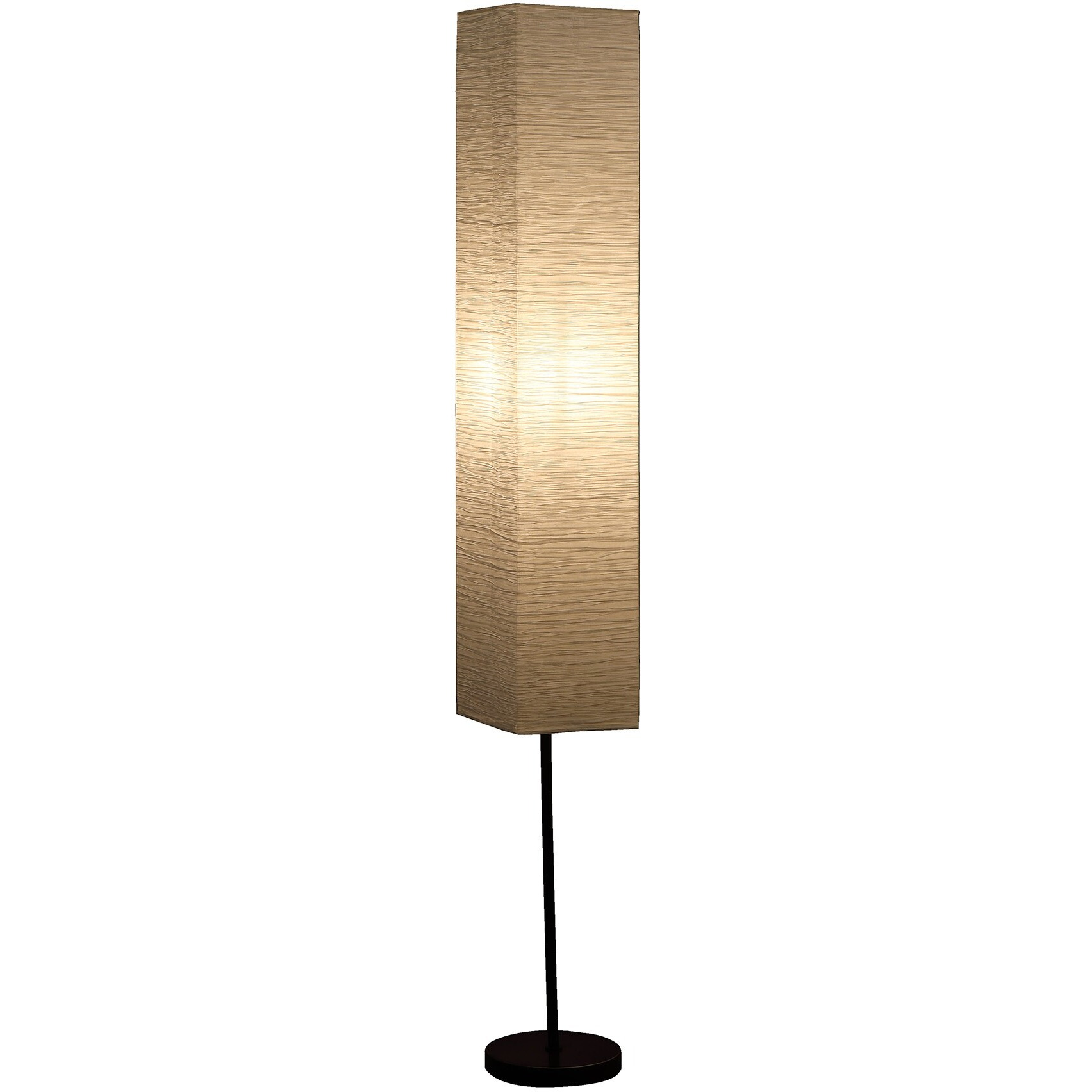 63"" Black Column Floor Lamp With Off White Rectangular Paper Shade