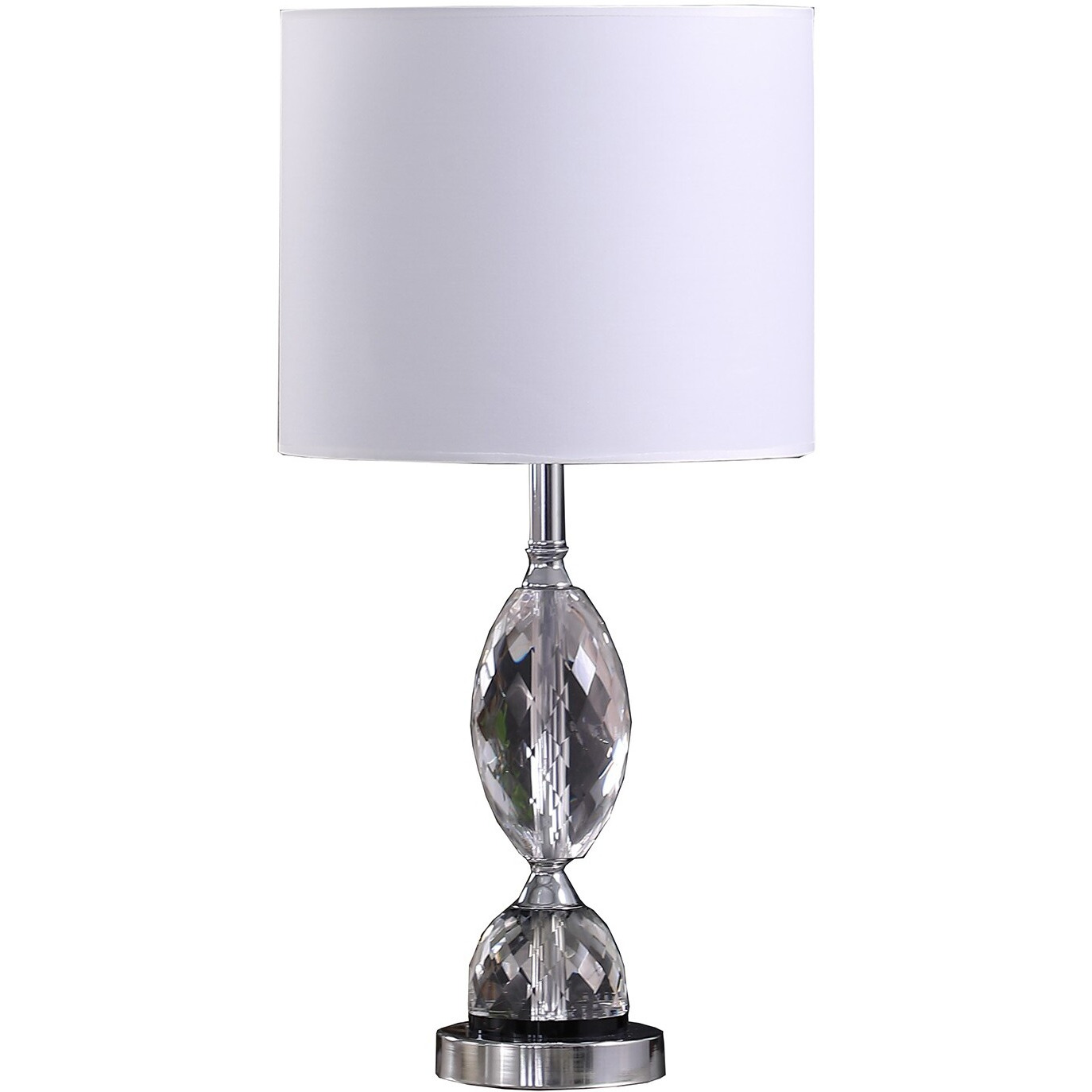 24"" Silver Crystal Standard Table Lamp With White Shade