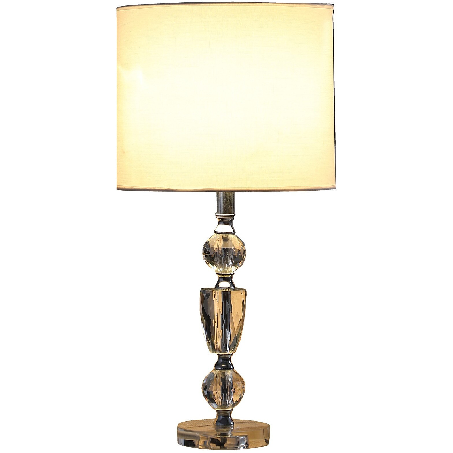 24"" Clear Cut Faux Crystal Glam Table Lamp With White Classic Drum Shade