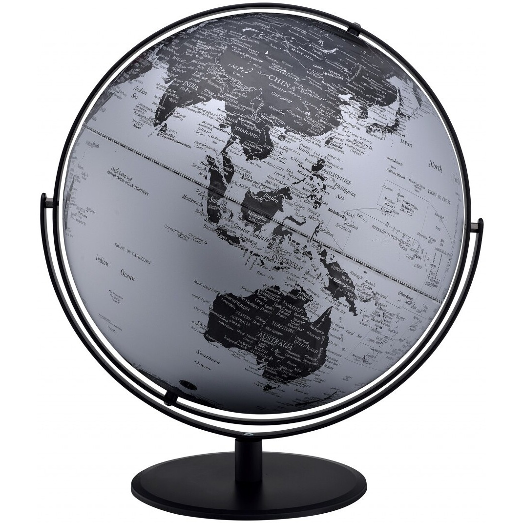 21"" Black And Silver Modern Polyresin Globe