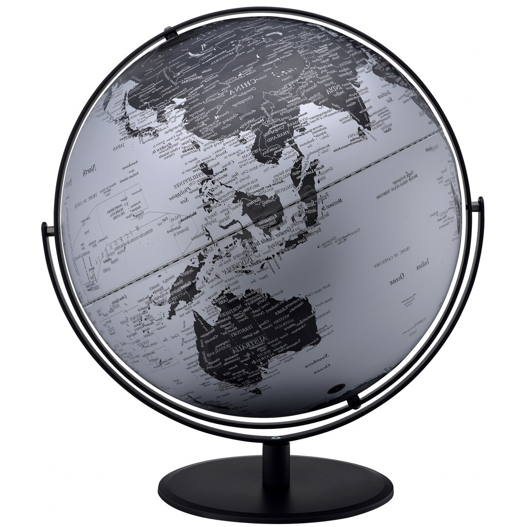 21"" Black And Silver Modern Polyresin Globe