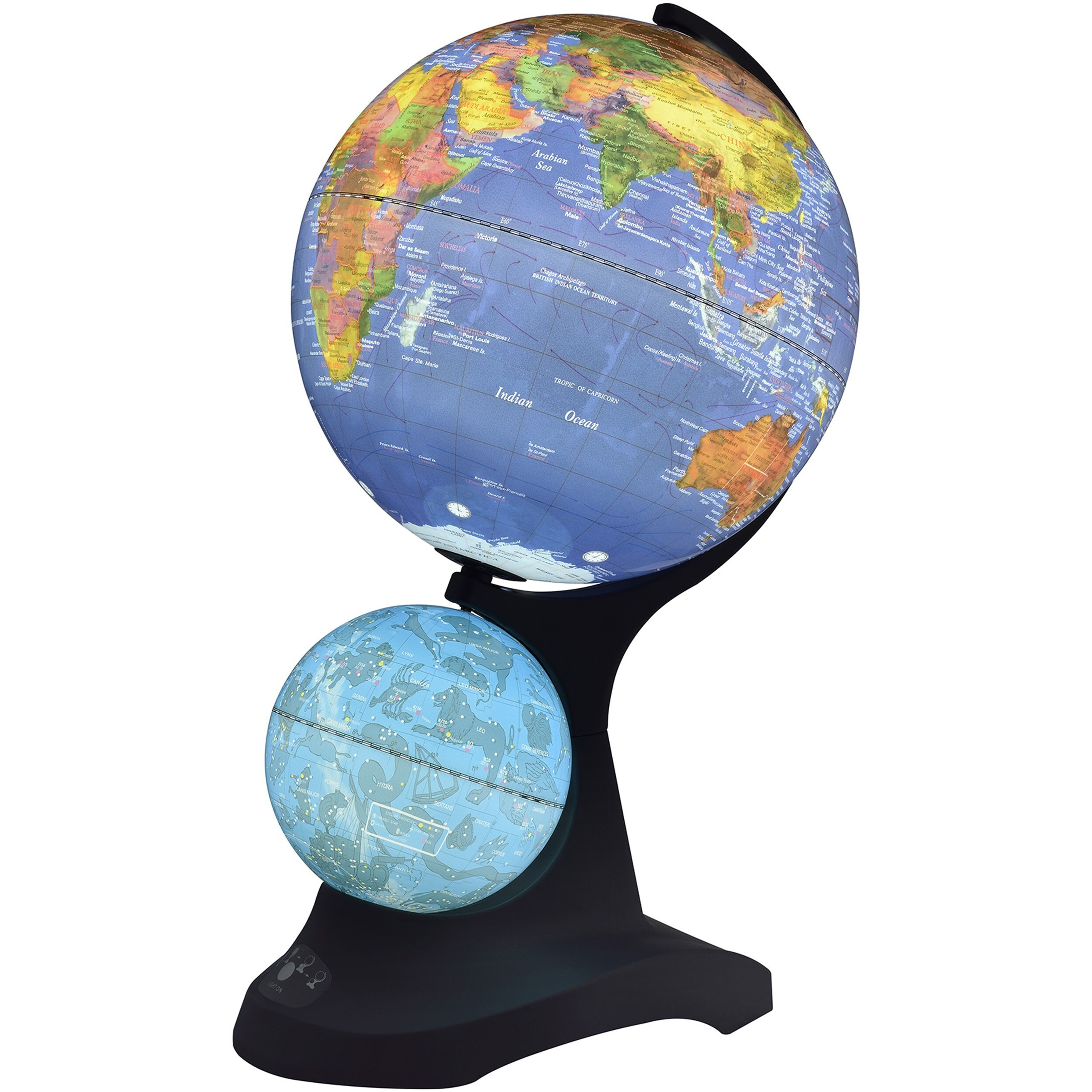 18"" Blue Black And Navy Polyresin Dual Globe