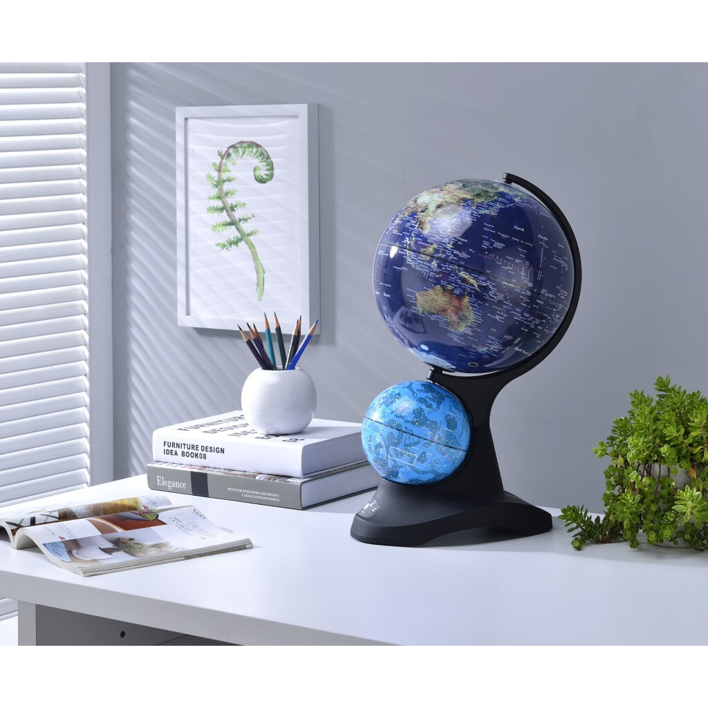 18"" Blue Black And Navy Polyresin Dual Globe