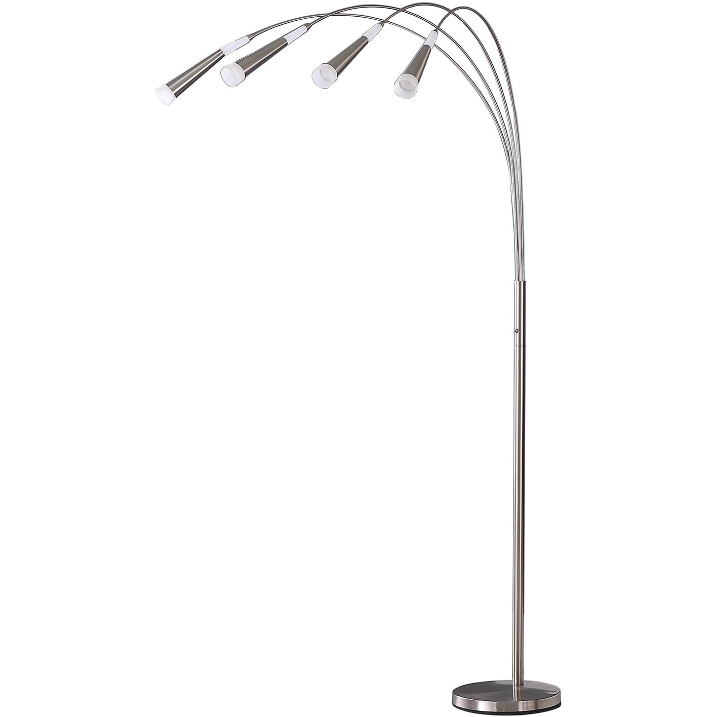 72"" Nickel Four Lights Led Arc Floor Lamp