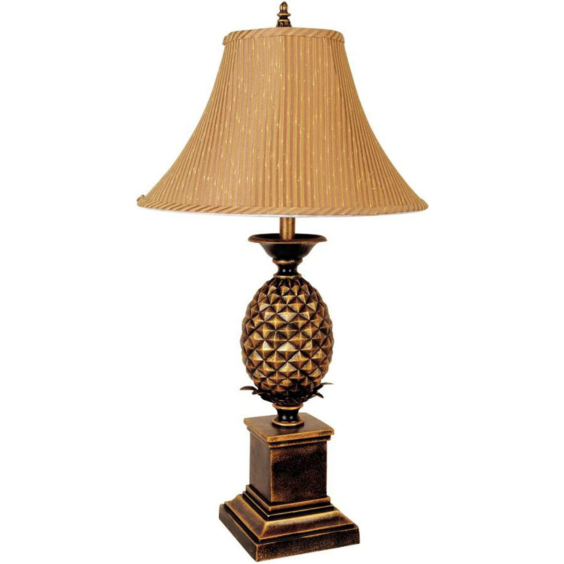 32"" Gold Metal Pineapple Table Lamp With Gold Classic Empire Shade