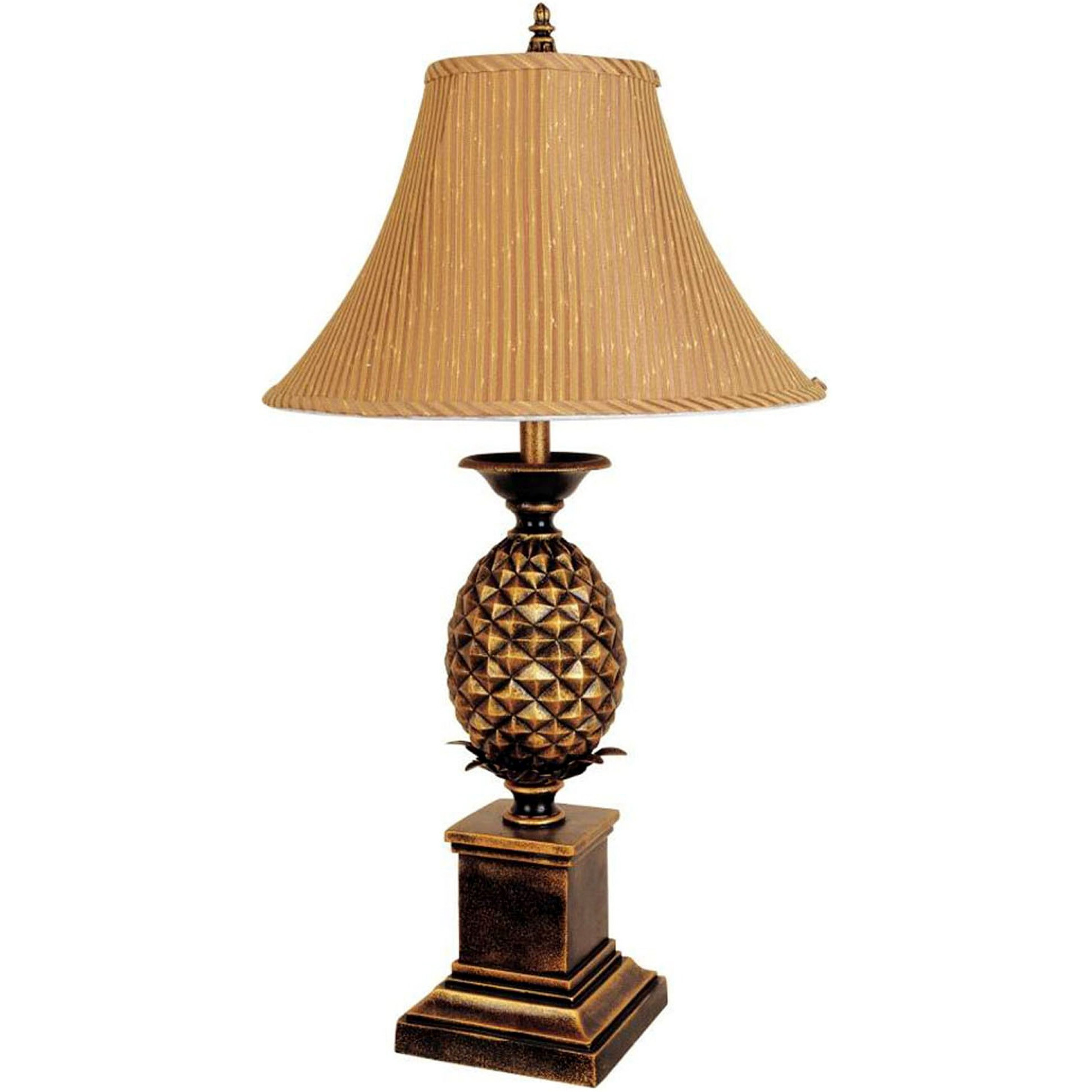 32"" Gold Metal Pineapple Table Lamp With Gold Classic Empire Shade