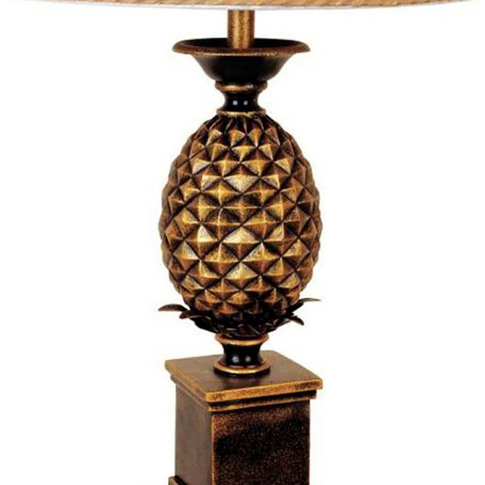 32"" Gold Metal Pineapple Table Lamp With Gold Classic Empire Shade