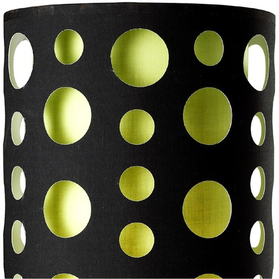 33"" Silver Metal Mod Table Lamp With Black And Green Drum Shade
