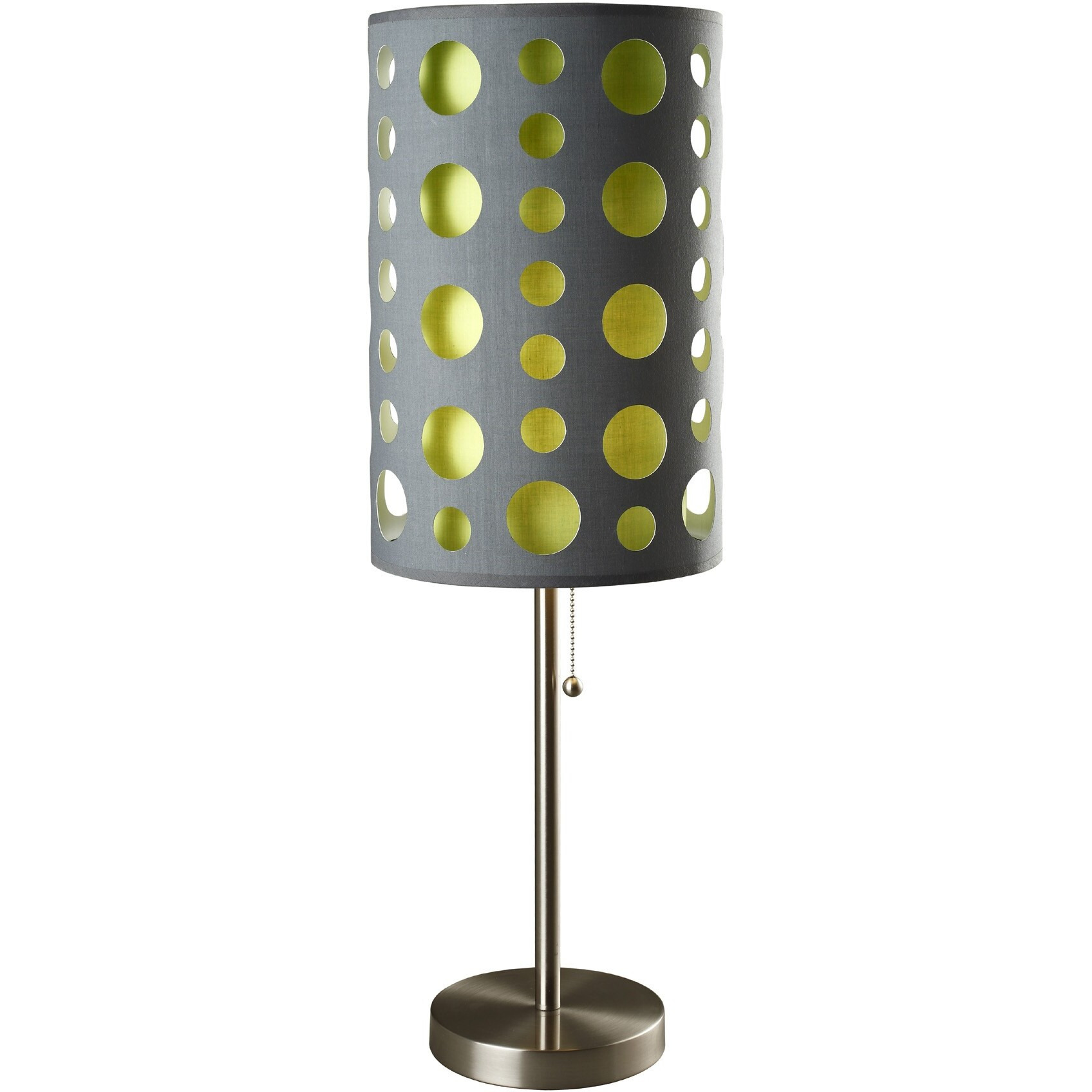 33"" Gray And Green Mod Dot Novelty Table Lamp