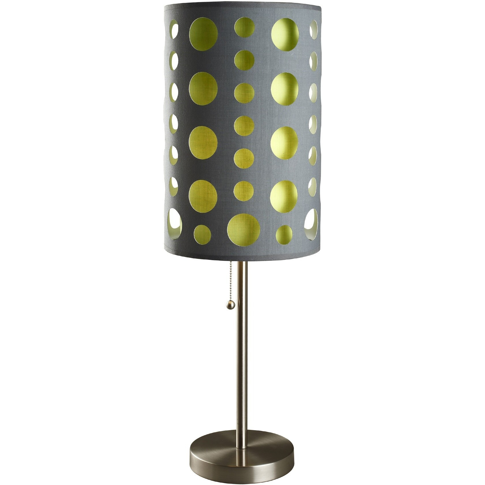 33"" Gray And Green Mod Dot Novelty Table Lamp