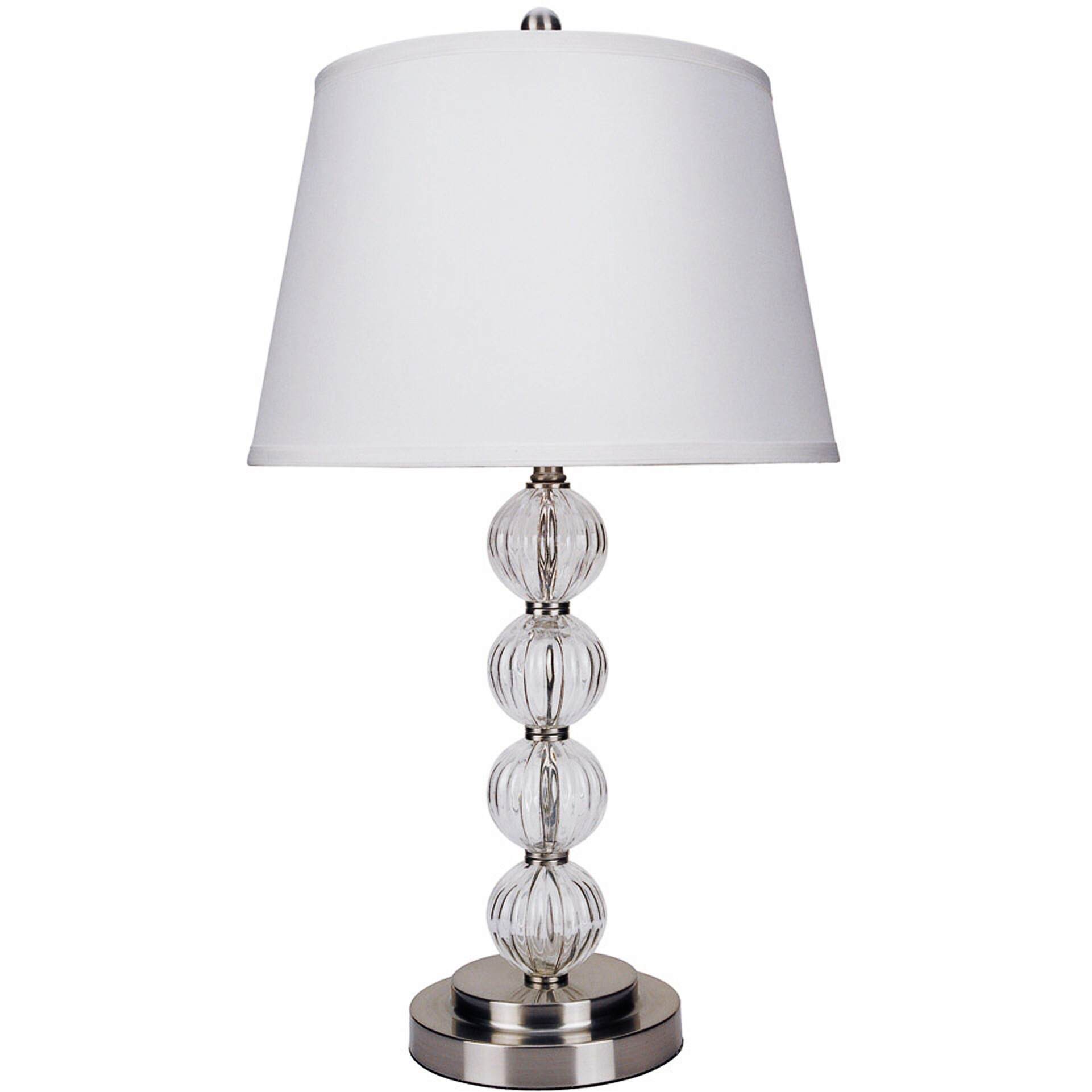 29"" Silver Metal Table Lamp With White Classic Empire Shade