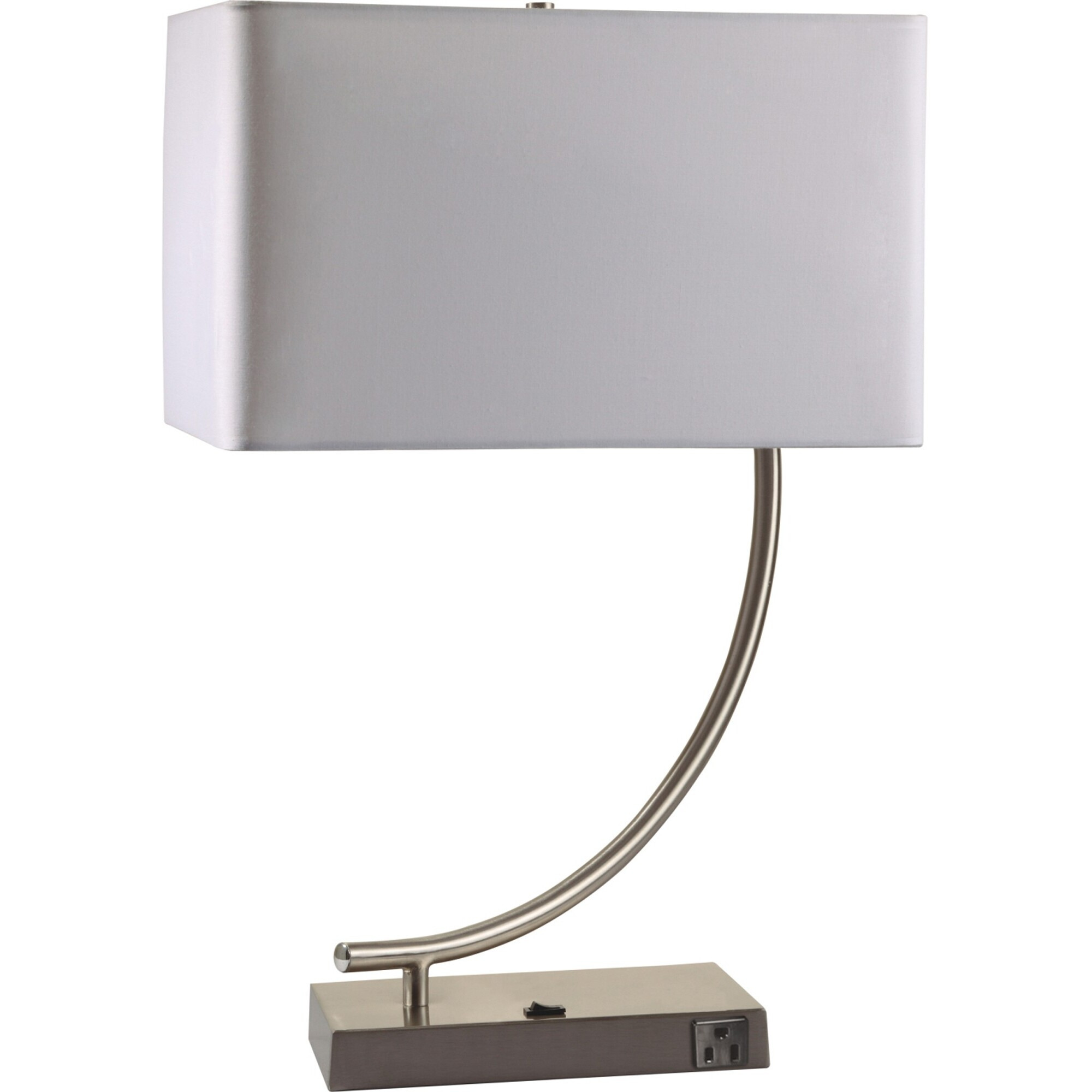 23"" Silver Curved Table Lamp With White Rectangle Shade