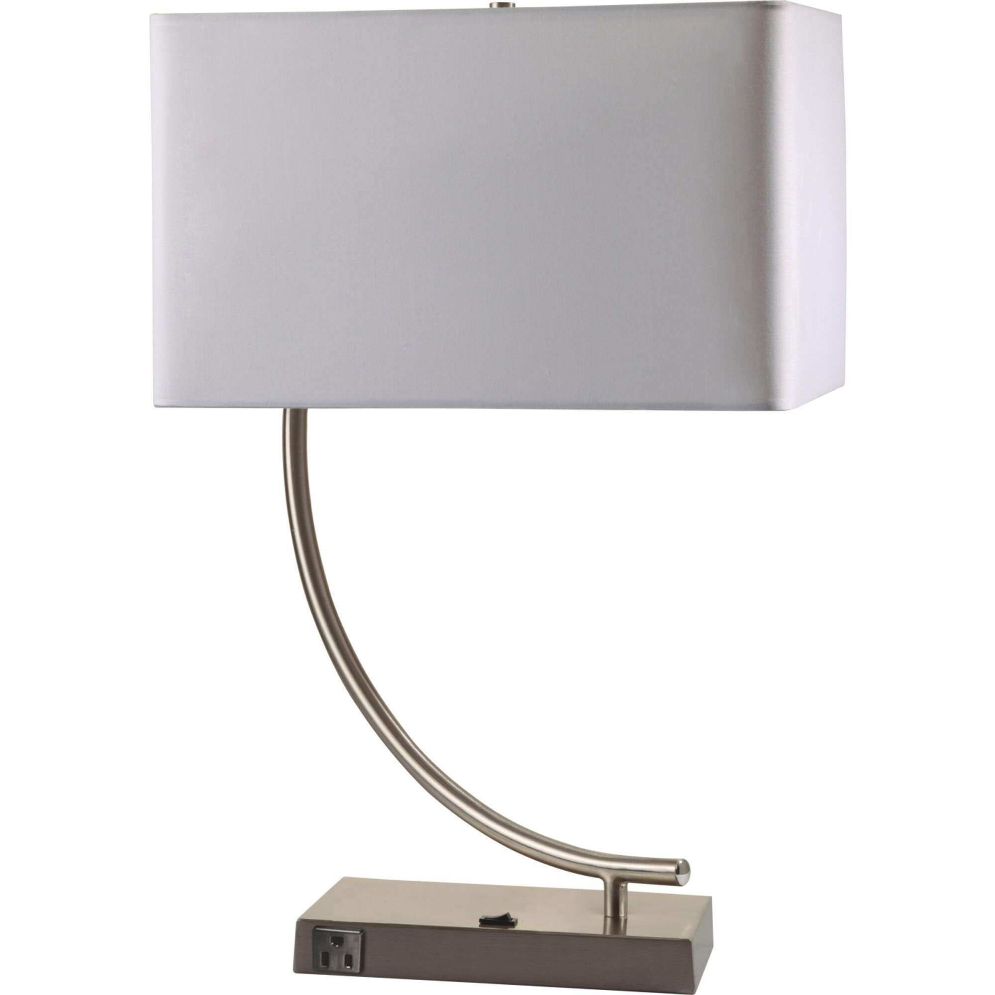 23"" Silver Curved Table Lamp With White Rectangle Shade