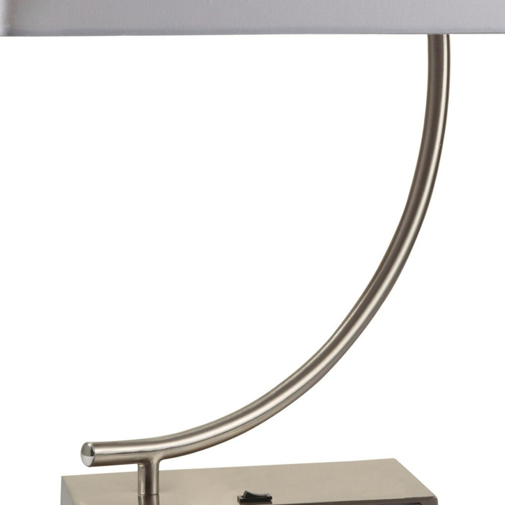 23"" Silver Curved Table Lamp With White Rectangle Shade