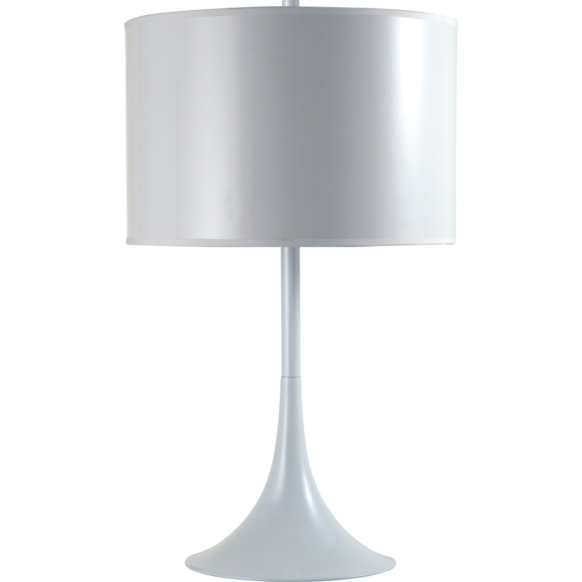 25"" White Metal Table Lamp With White Classic Drum Shade
