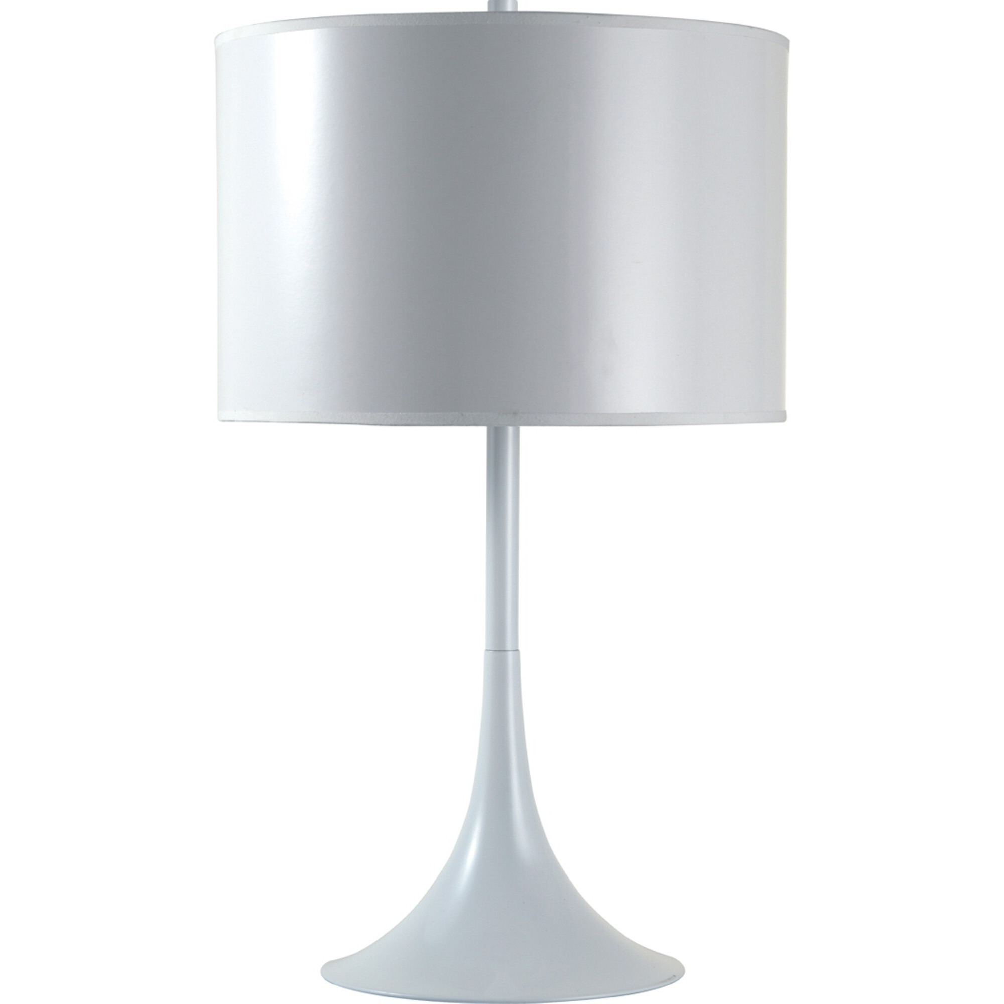 25"" White Metal Table Lamp With White Classic Drum Shade