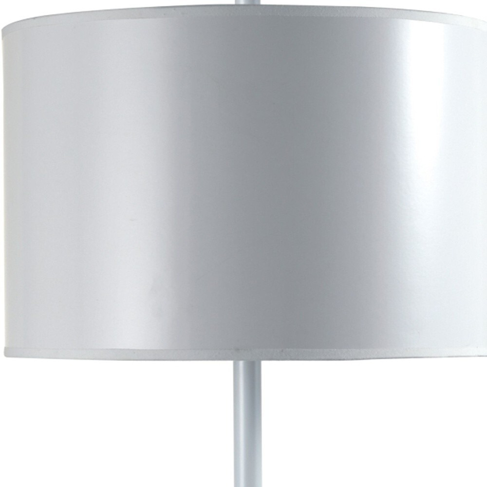 25"" White Metal Table Lamp With White Classic Drum Shade