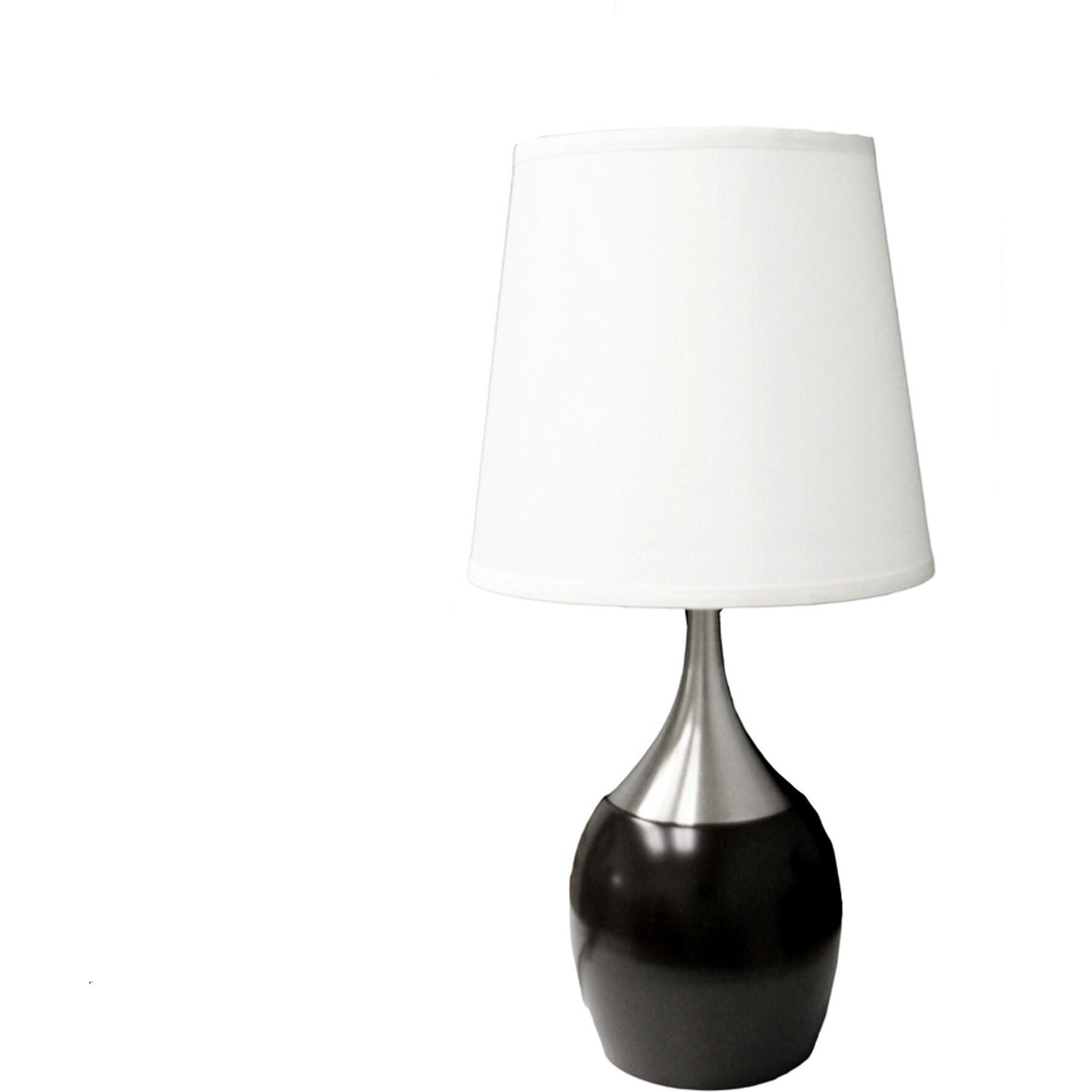 25"" Black And Silver Gourd Table Lamp With White Tapered Drum Shade