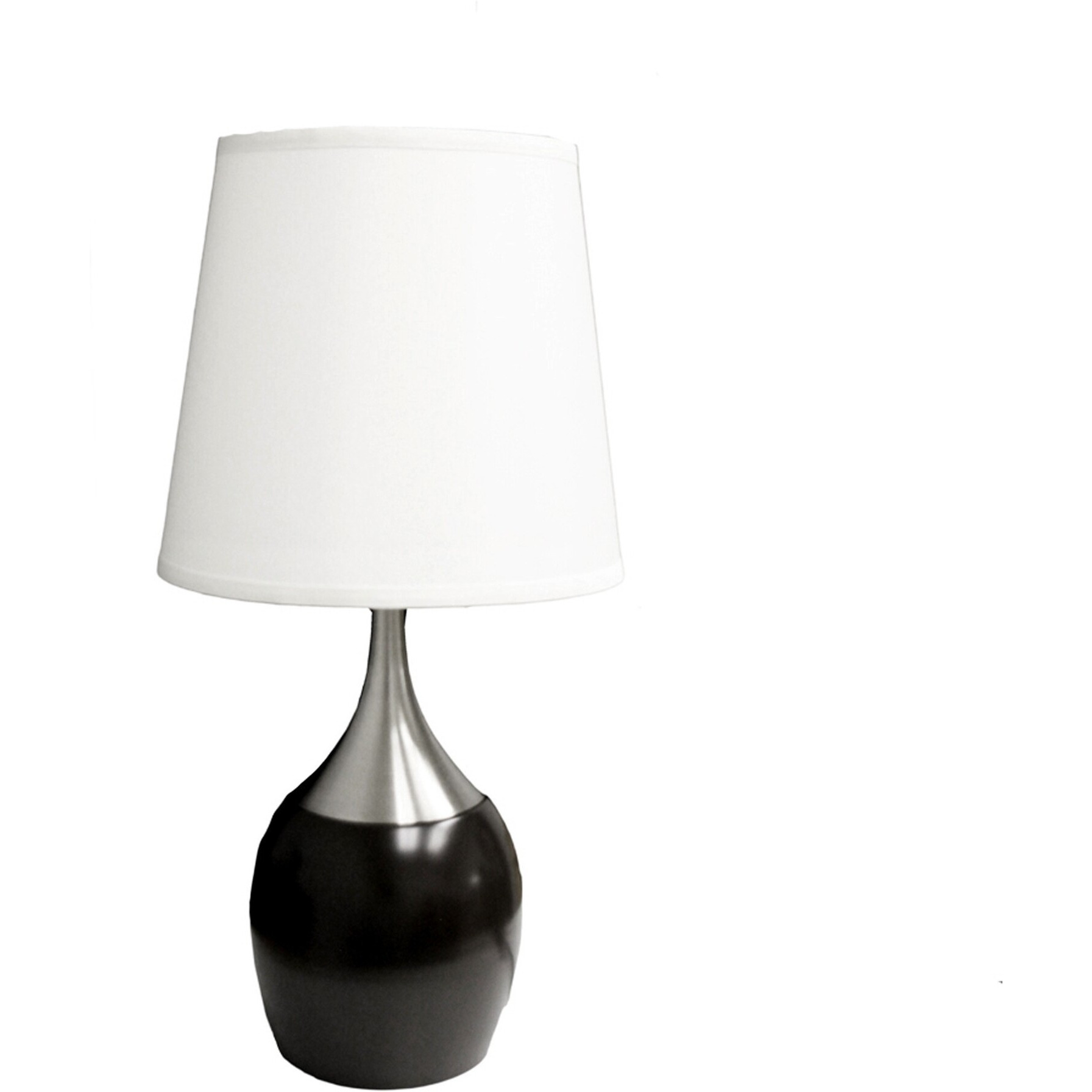 25"" Black And Silver Gourd Table Lamp With White Tapered Drum Shade
