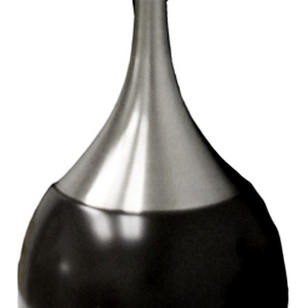 25"" Black And Silver Gourd Table Lamp With White Tapered Drum Shade