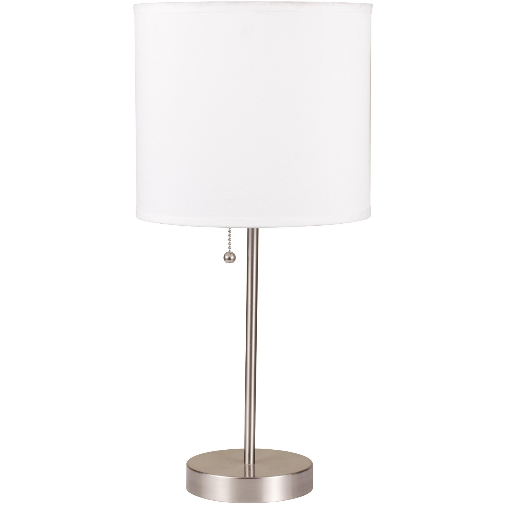 20"" Silver Metal Candlestick Table Lamp With White Classic Drum Shade