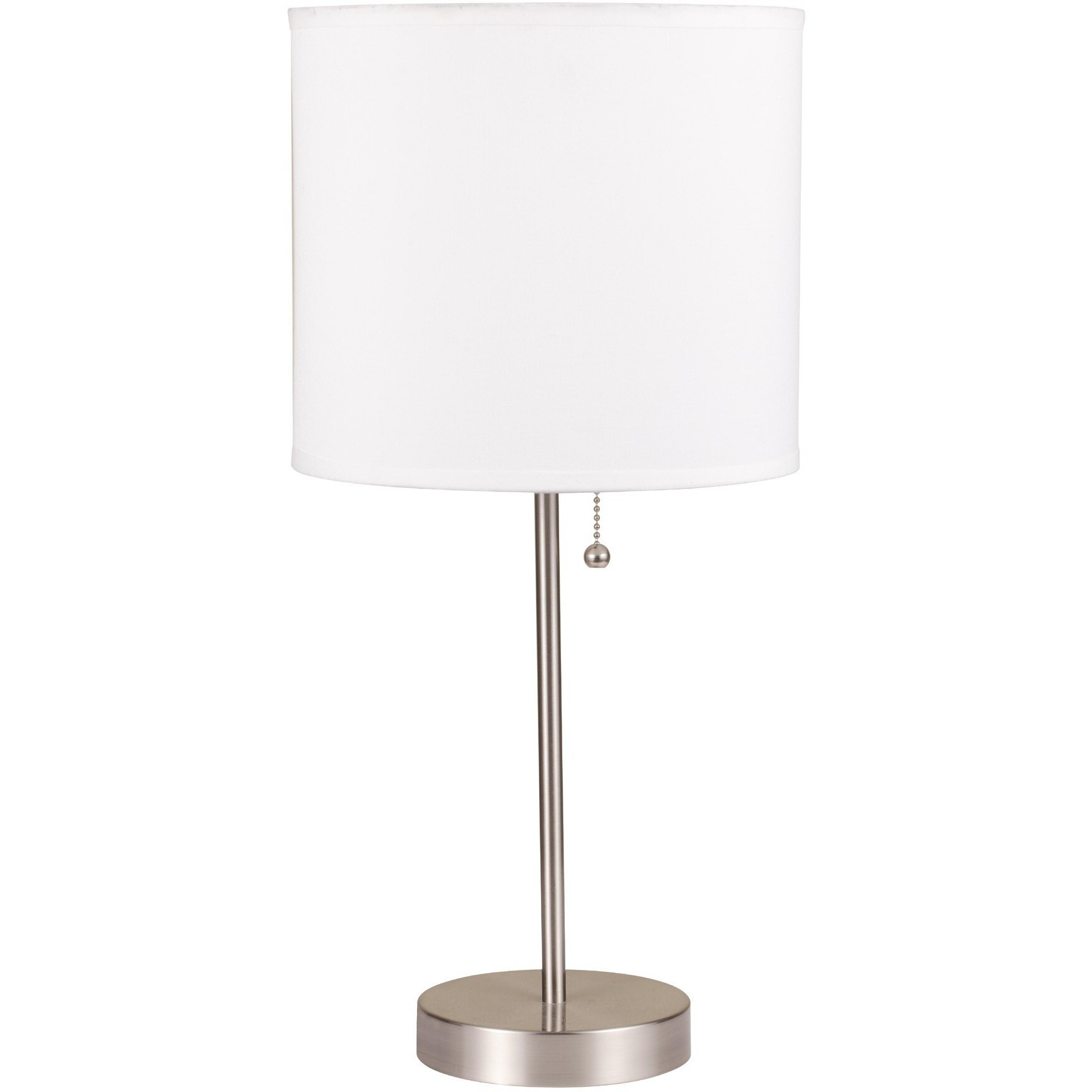 20"" Silver Metal Candlestick Table Lamp With White Classic Drum Shade