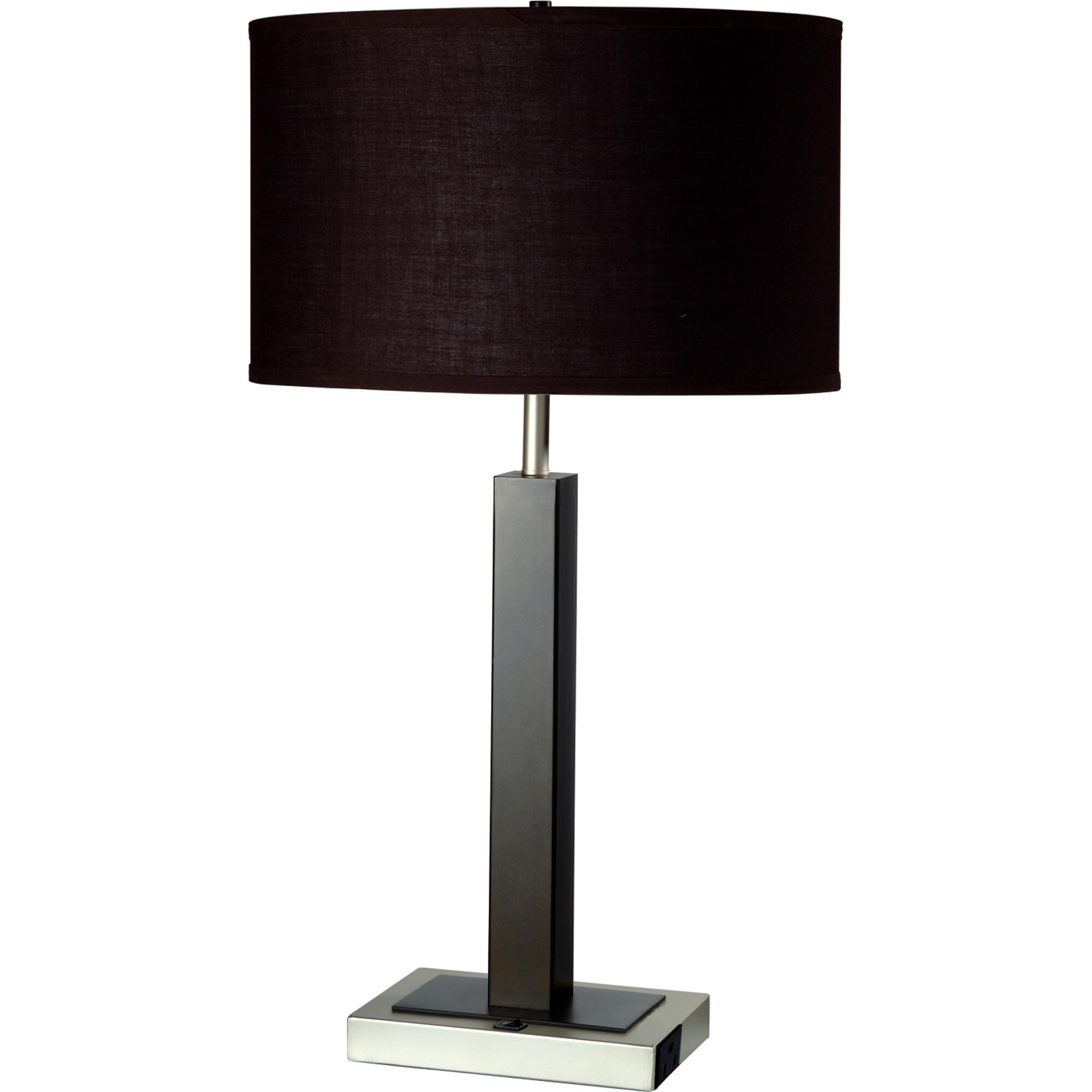 30"" Black Polyresin Table Lamp With Brown Classic Drum Shade