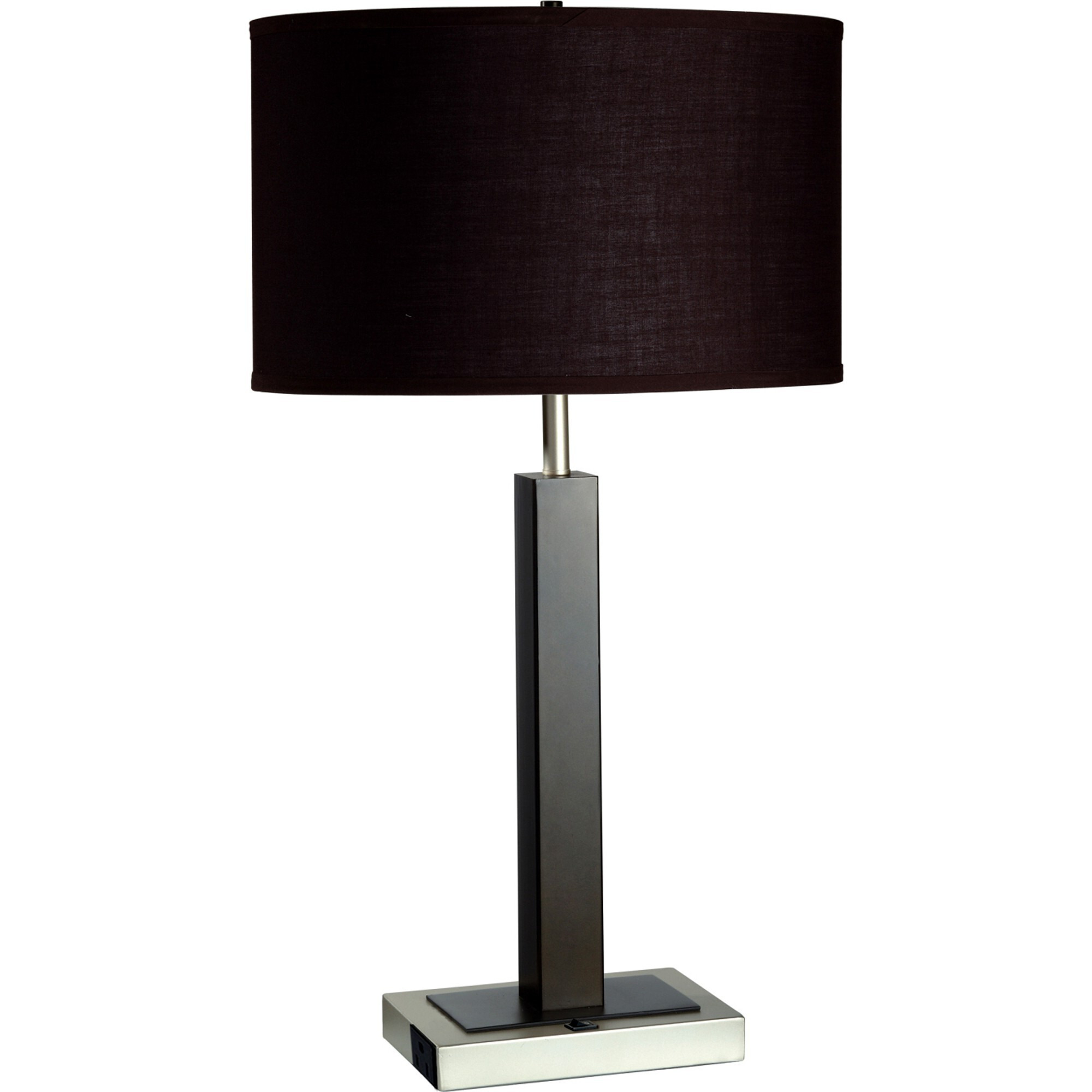 30"" Black Polyresin Table Lamp With Brown Classic Drum Shade