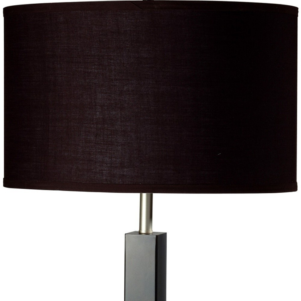 30"" Black Polyresin Table Lamp With Brown Classic Drum Shade