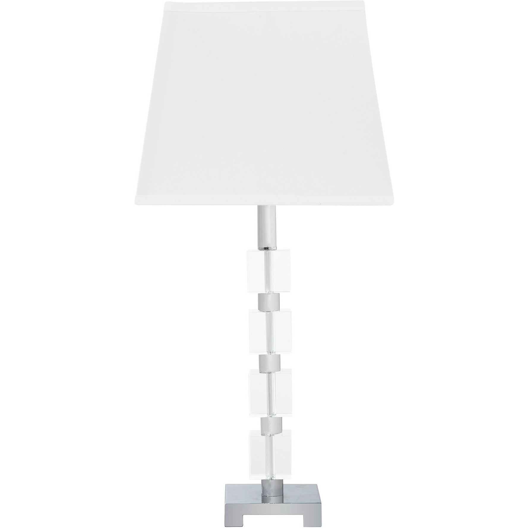25"" Crystal Geo Cubed Table Lamp With White Sharp Corner Square Tapered Shade