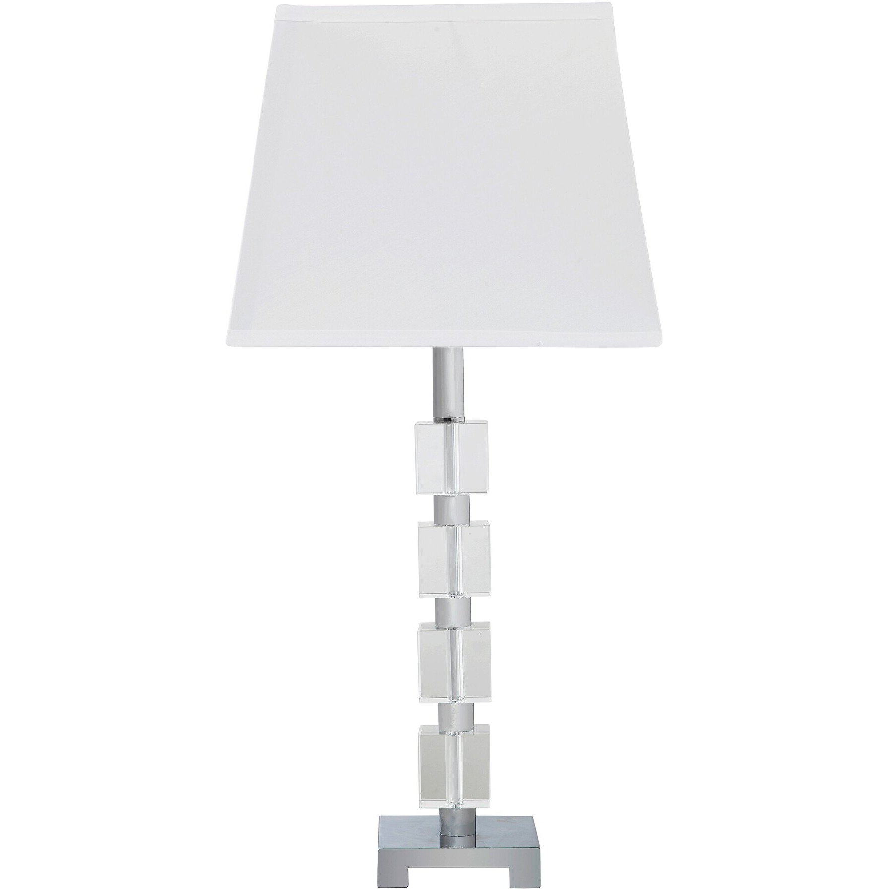 25"" Crystal Geo Cubed Table Lamp With White Sharp Corner Square Tapered Shade