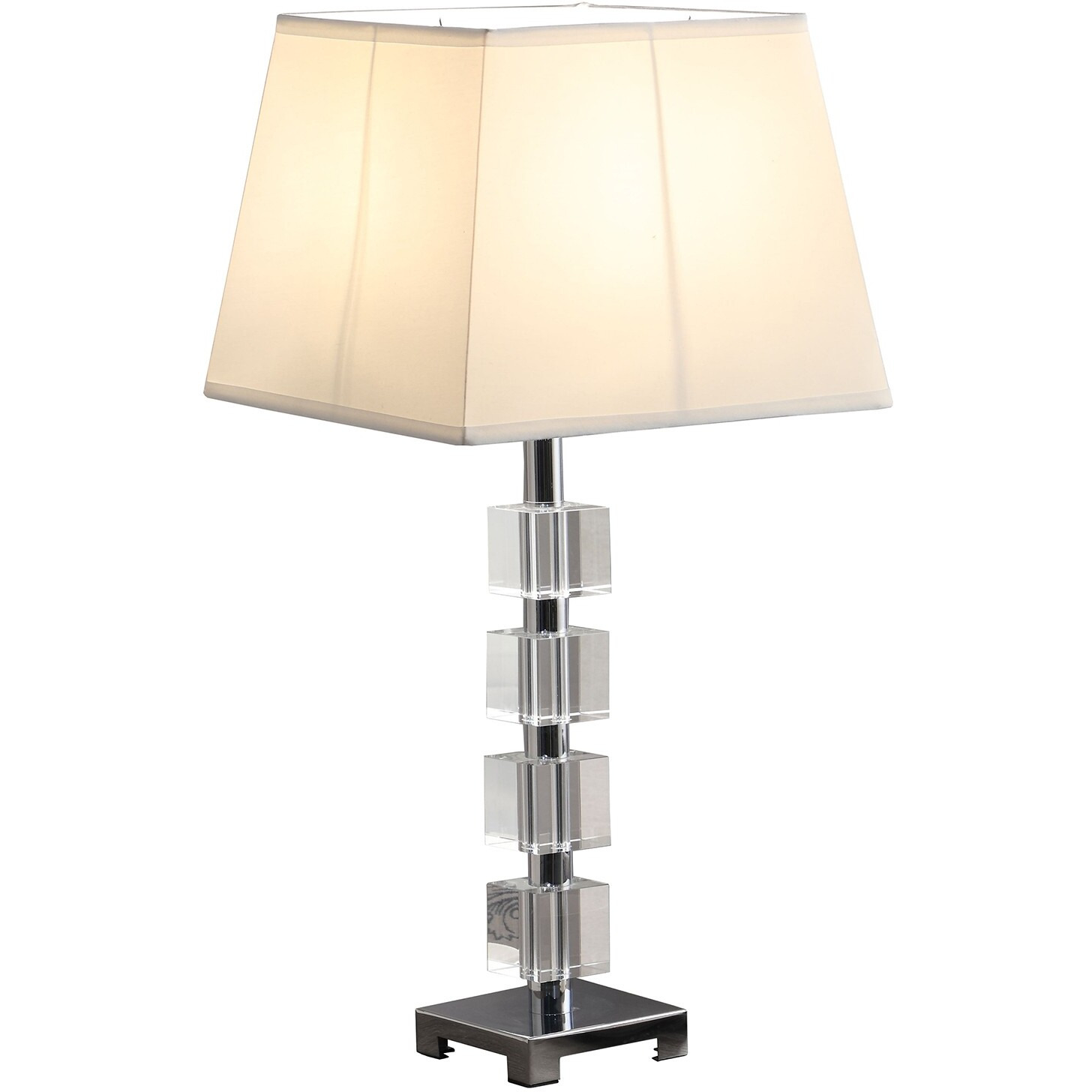 25"" Crystal Geo Cubed Table Lamp With White Sharp Corner Square Tapered Shade