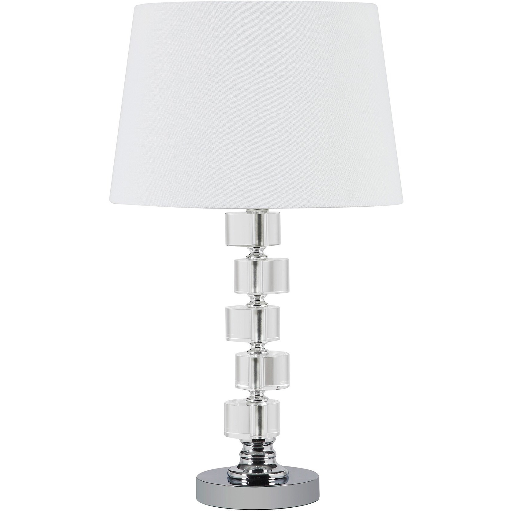 20"" Silver Crystal Stacked Geo Cubes Table Lamp With White Classic Empire Shade
