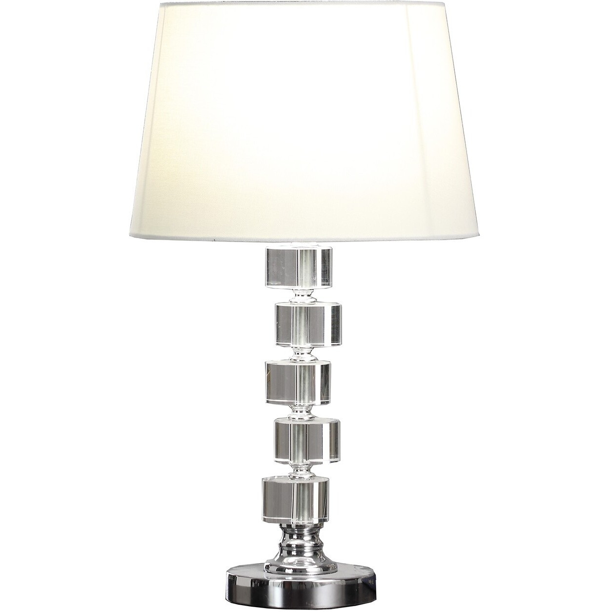 20"" Silver Crystal Stacked Geo Cubes Table Lamp With White Classic Empire Shade
