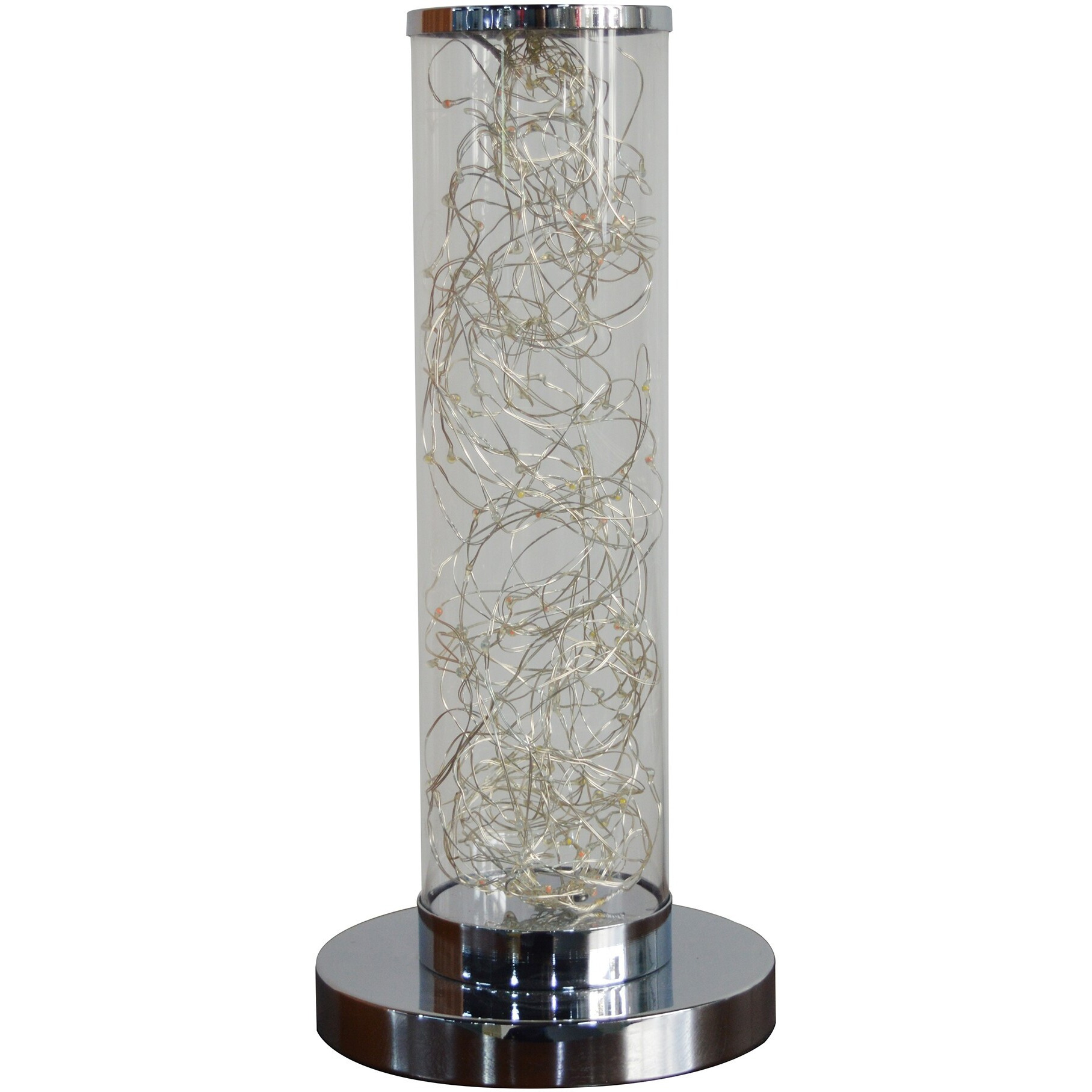 13"" Silver Metal Column Led Rope Table Lamp With Clear