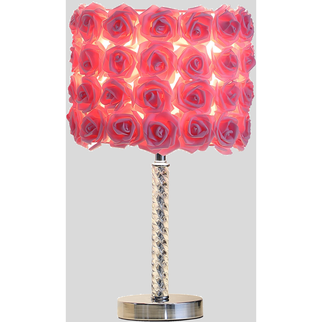18 Pink Roses Acrylic And Metal Table Lamp