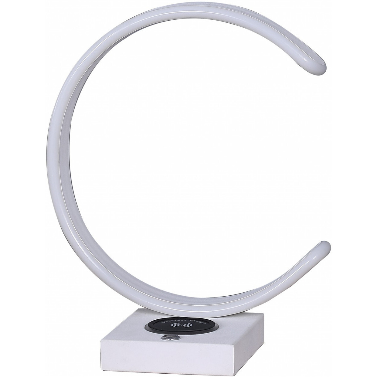 14"" White Metal Led With Usb Wireless Charger Table Lamp
