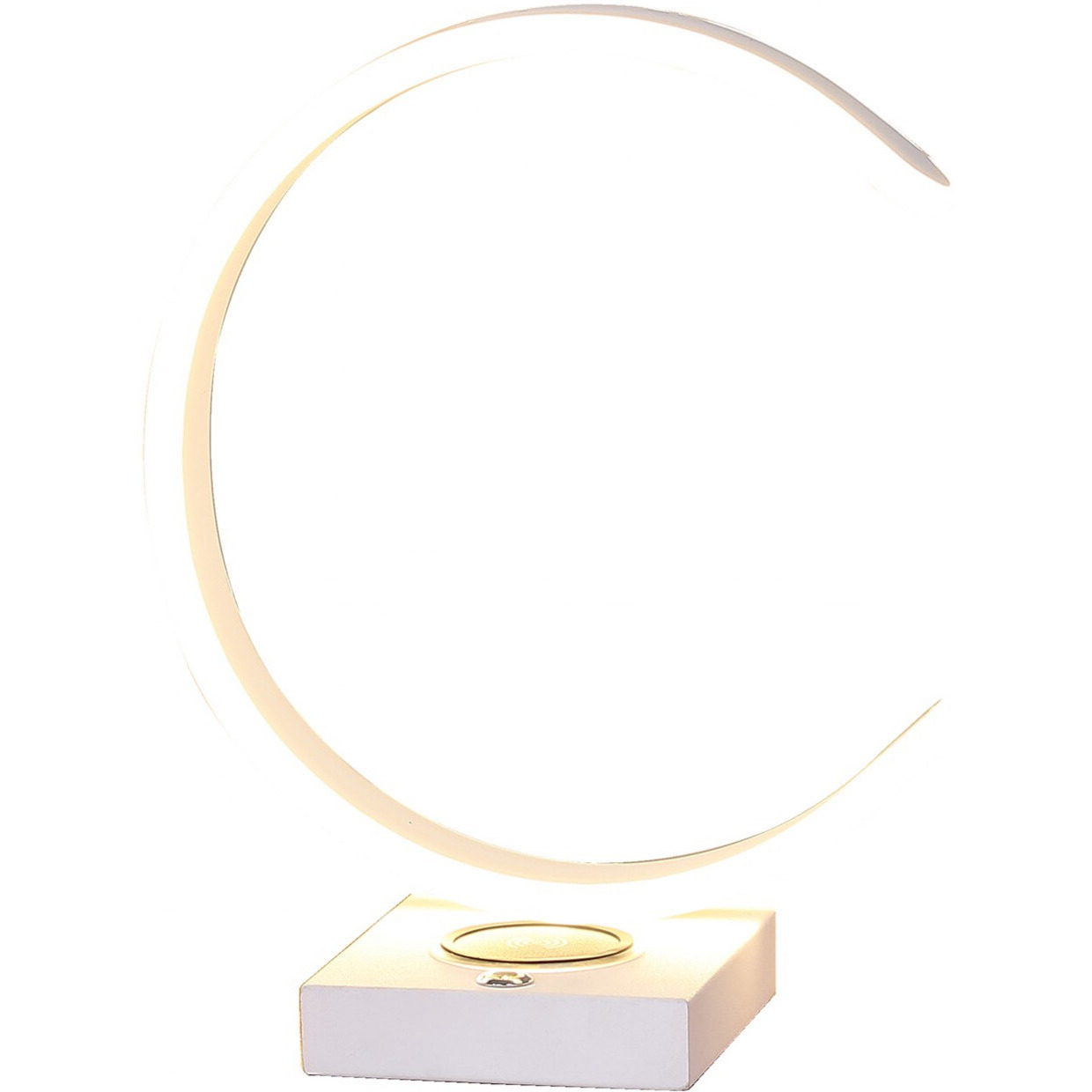 14"" White Metal Led With Usb Wireless Charger Table Lamp