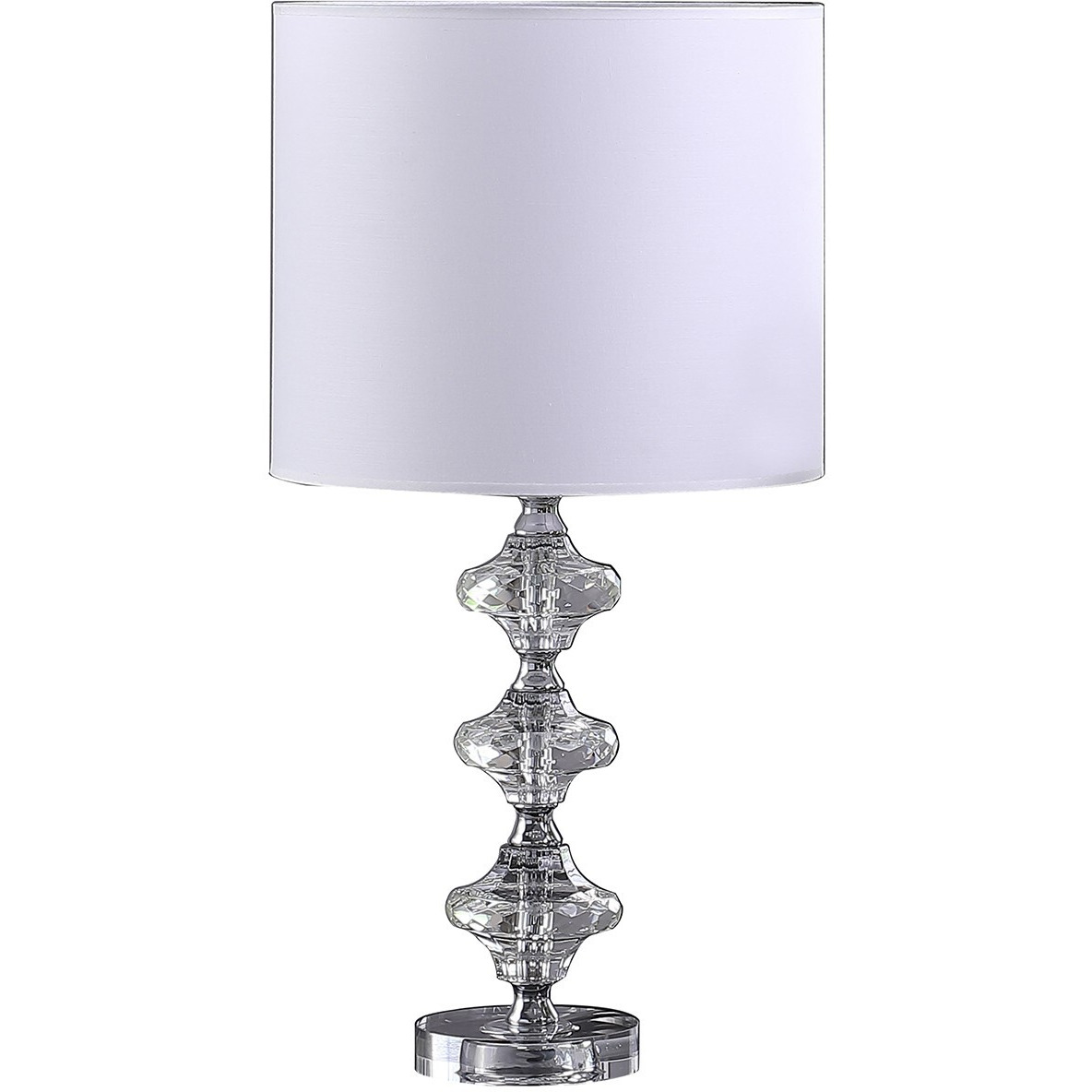 23"" Silver Crystal Geometric Table Lamp With White Classic Drum Shade