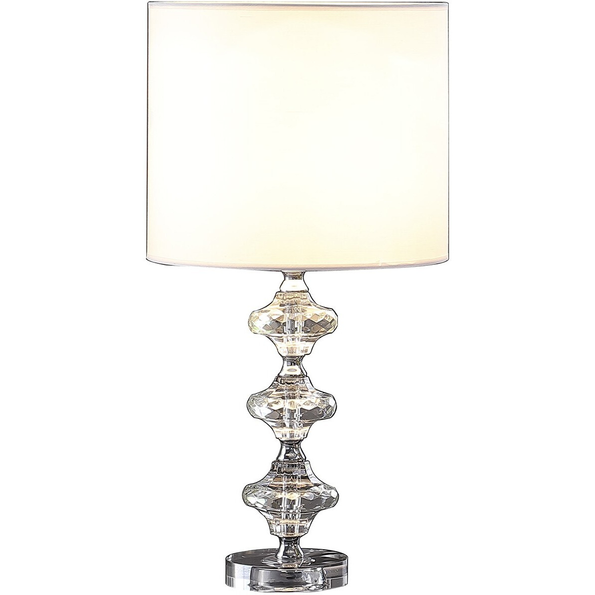 23"" Silver Crystal Geometric Table Lamp With White Classic Drum Shade