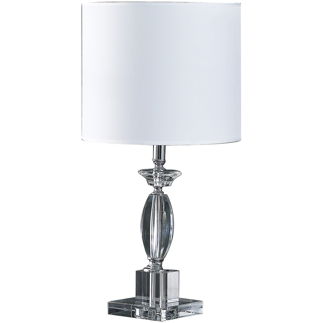 23"" Silver Crystal Standard Table Lamp With White Classic Drum Shade Table Lamp