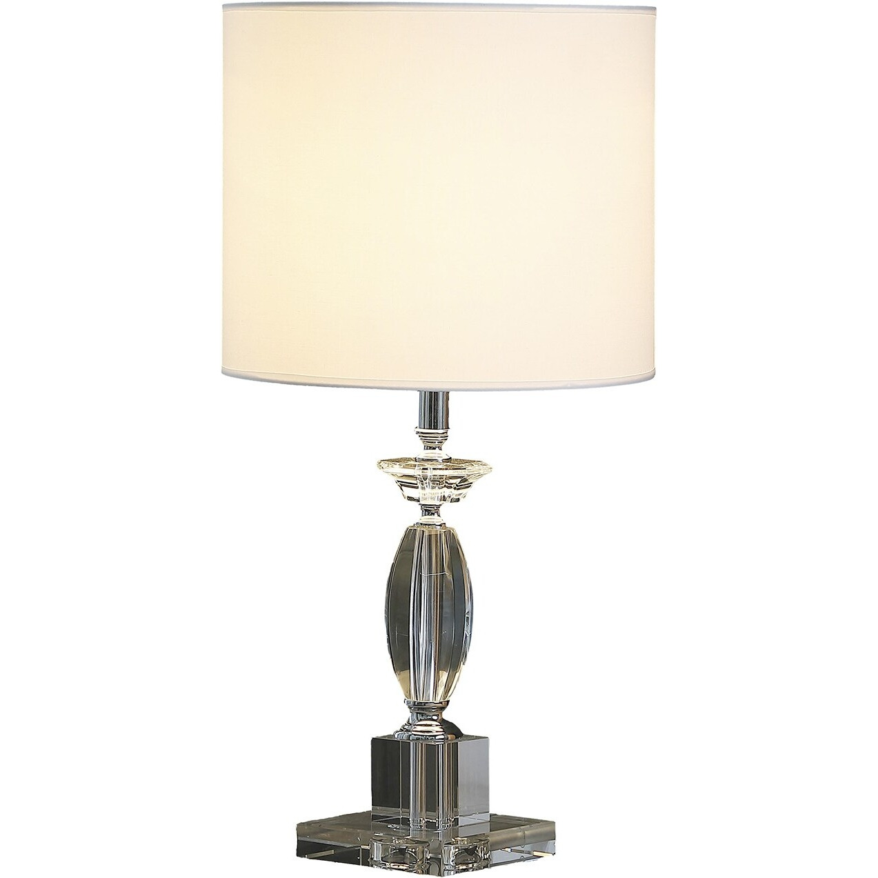 23"" Silver Crystal Standard Table Lamp With White Classic Drum Shade Table Lamp